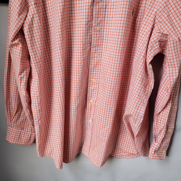 Ralph Lauren Checked Cotton Poplin Oxford Dress Shirt Orange White 3XB 3XL - Picture 7 of 12